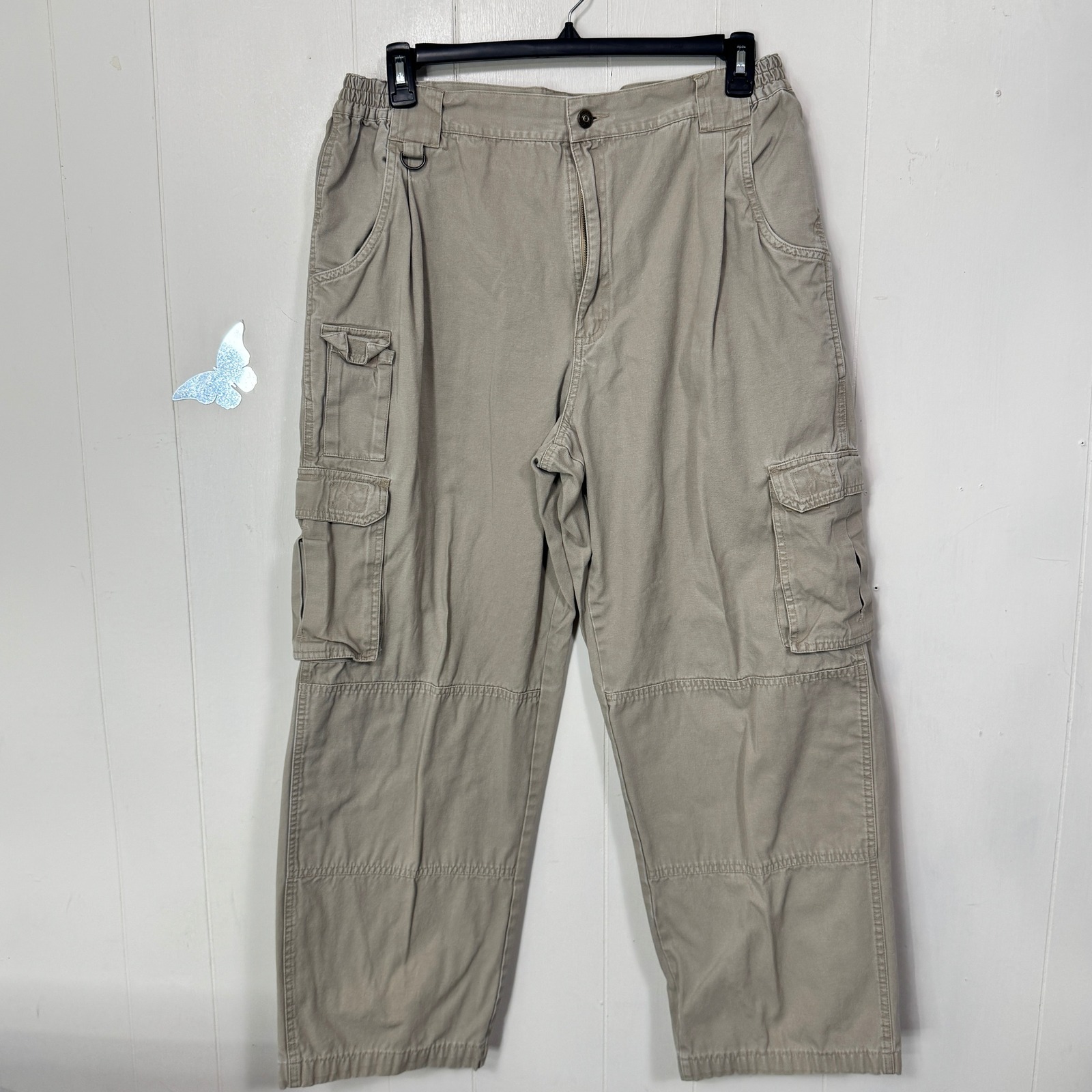 Cabelas Trail Hiker Mens Cargo Pants Relaxed Fit Cotton Size 40 Beige